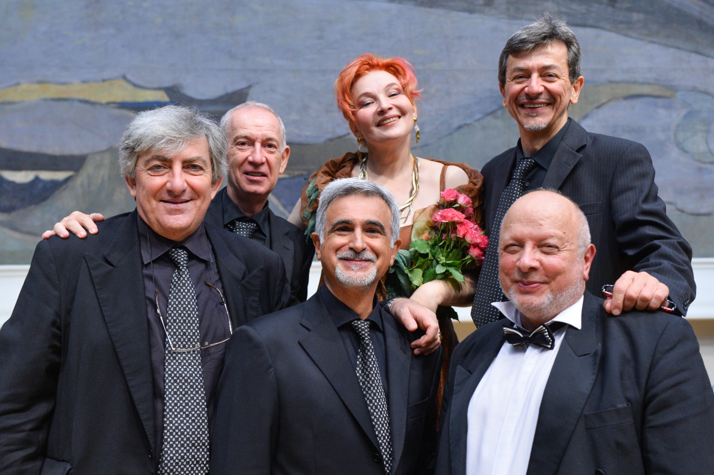 Mailänder Bläserquartett sowie Victor Yampolsky und Natalia Savinova bei der Projekteröffnung im Wrubel-Saal der Tretjakow-Galerie
