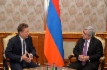 Alexey Miller und Präsident der Republik Armenien, Serzh Sargsyan, während des Treffens