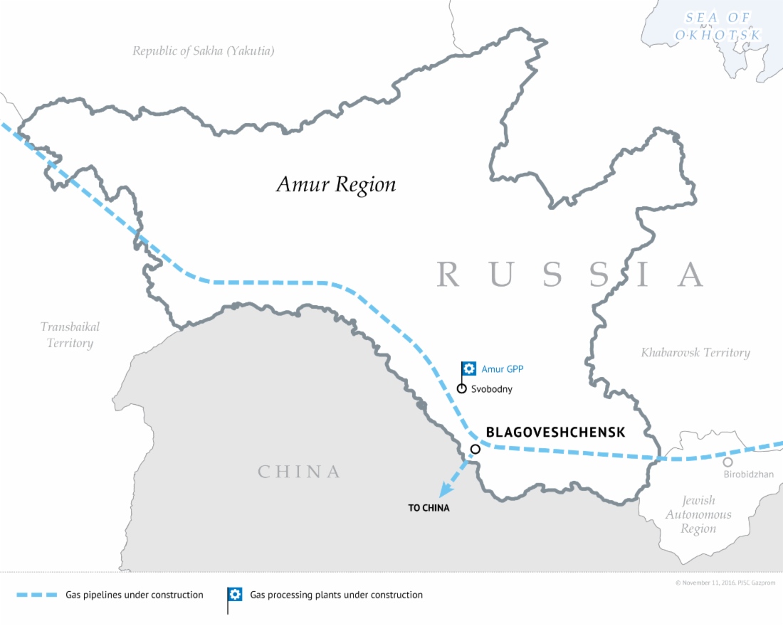 Ferngasleitungen im Verwaltungsgebiet Amur