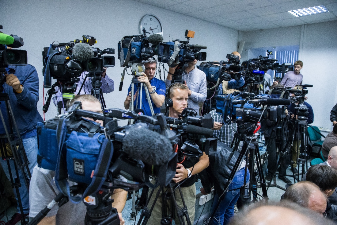 Pressekonferenz von Energieminister der Russischen Föderation Alexander Novak und Alexey Miller