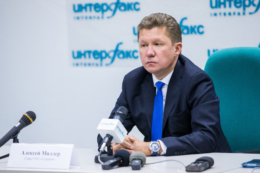 Alexey Miller während der Pressekonferenz zum Thema Gaslieferungen in die Ukraine