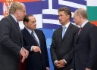 Paolo Scaroni, Silvio Berlusconi, Alexey Miller und Vladimir Putin nach der Unterzeichnung des Unterlagenpakets zur Entwicklung des Projekts South Stream