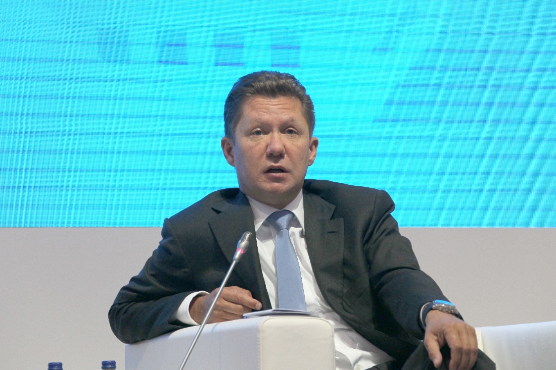 Alexey Miller spricht auf dem Internationalen Wirtschaftsforum 2014 in  Sankt Petersburg