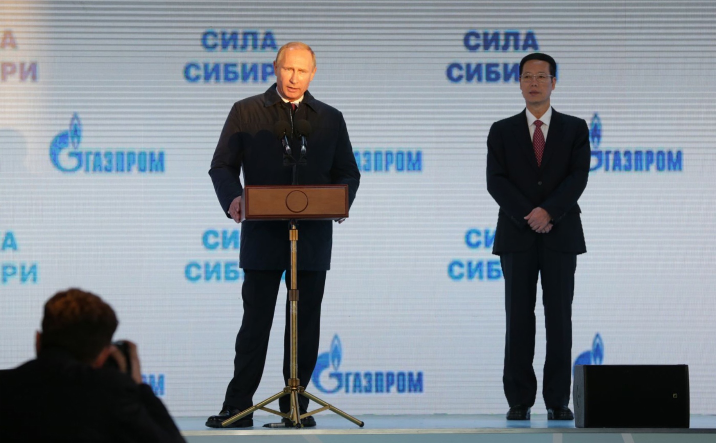 Präsident der Russischen Föderation Vladimir Putin und der Erste stellvertretende Premier des Staatsrates der Volksrepublik China Zhang Gaoli