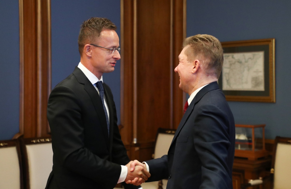 Arbeitstreffen zwischen dem Minister für Außenwirtschaft und auswärtige Angelegenheiten Ungarns, Peter Szijjarto, und Alexey Miller in Moskau