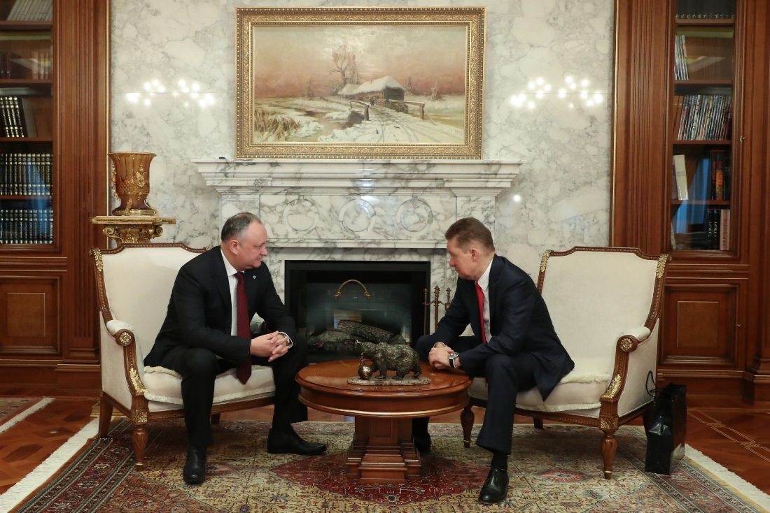Moldaus Präsident Igor Dodon und Alexey Miller diskutierten über Abläufe und Perspektiven der Zusammenarbeit in der Gasbranche