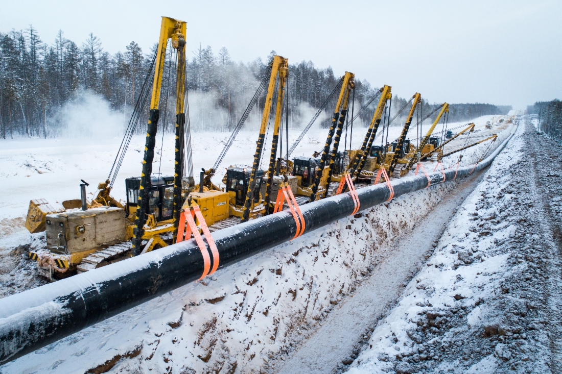 Bauarbeiten an der Gaspipeline Power of Siberia
