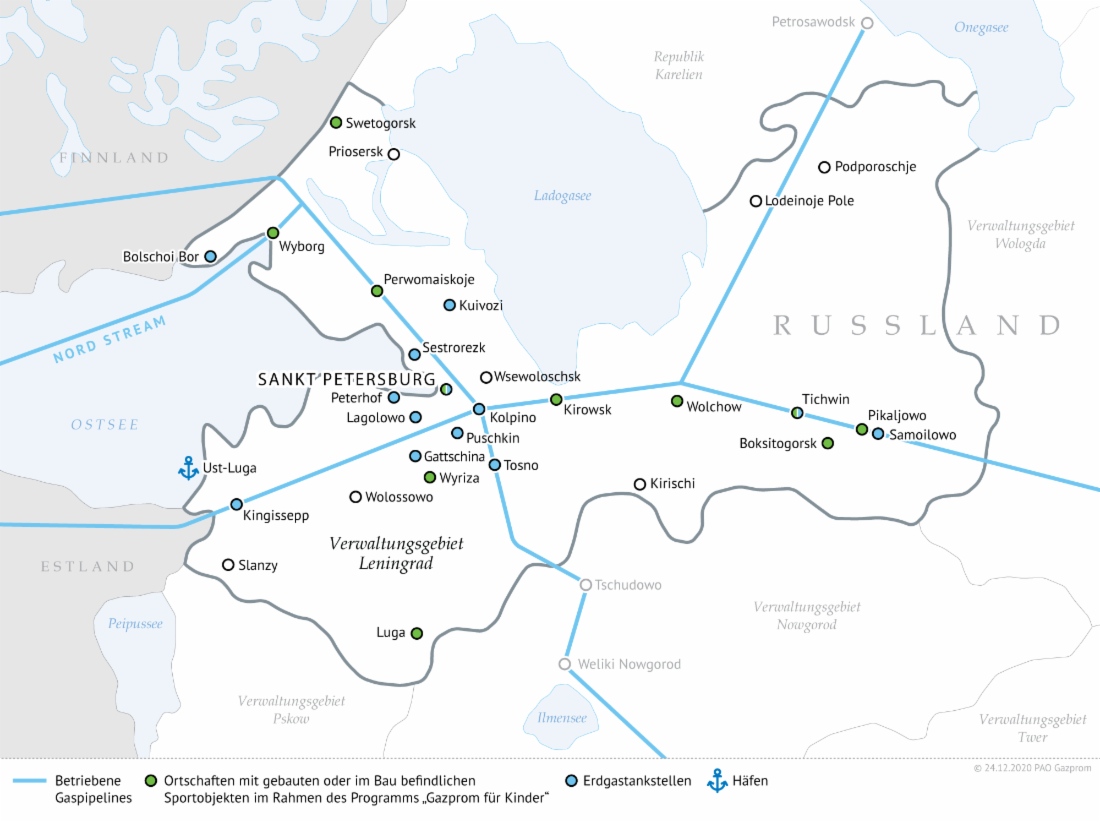 Gaspipelines im Verwaltungsgebiet Leningrad