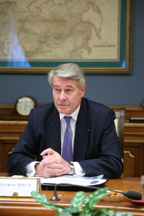 Wolfgang Büchele, CEO der Linde AG, während des Treffens mit Alexey Miller