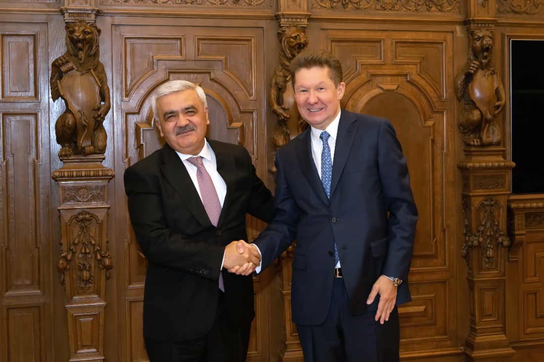 Arbeitstreffen zwischen Alexey Miller und dem Präsidenten der State Oil Company of the Azerbaijan Republic (SOCAR), Rovnag Abdullayev
