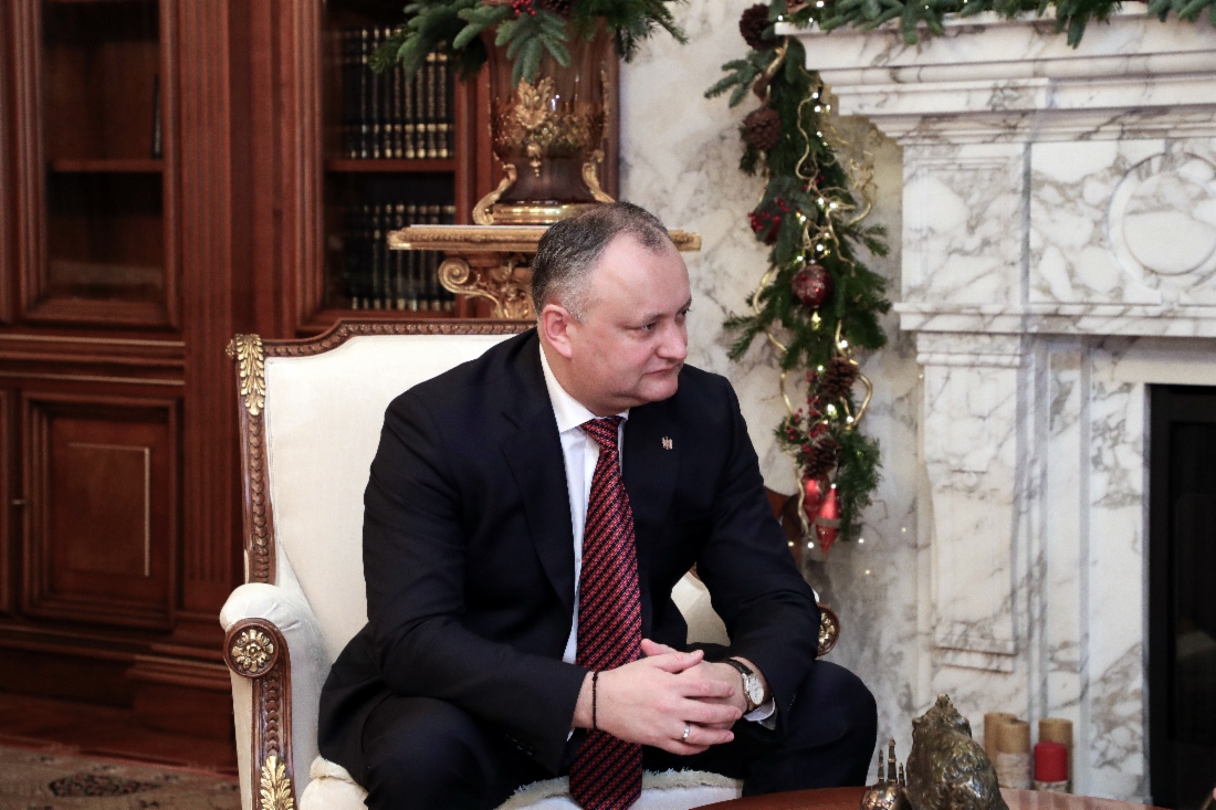 Präsident der Republik Moldau, Igor Dodon, während des Arbeitstreffens mit Alexey Miller