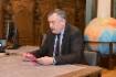 Gouverneur des Verwaltungsgebietes Leningrad, Alexander Drozdenko, während des Arbeitstreffens mit Alexey Miller