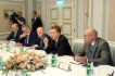 Arbeitstreffen zwischen Alexey Miller (Zweiter von rechts) und dem Minister für Bergbau und Energie Serbiens, Aleksandar Antic, im Rahmen des Petersburger Internationalen Wirtschaftsforums 2018