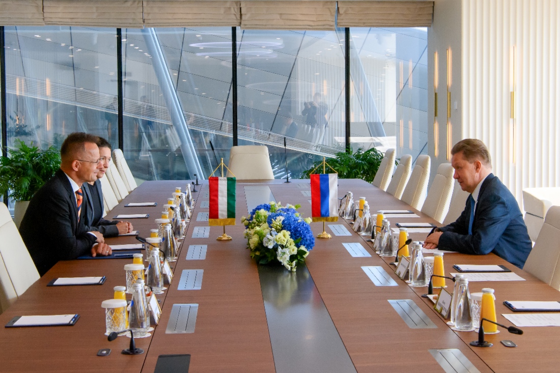 Arbeitstreffen zwischen Alexey Miller und dem Minister für auswärtige Angelegenheiten und Außenhandel Ungarns, Peter Szijjarto