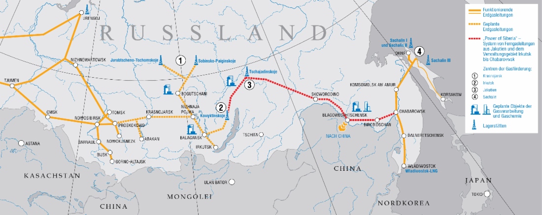 Investitionsprojekte für Gaslieferungen nach China gestartet