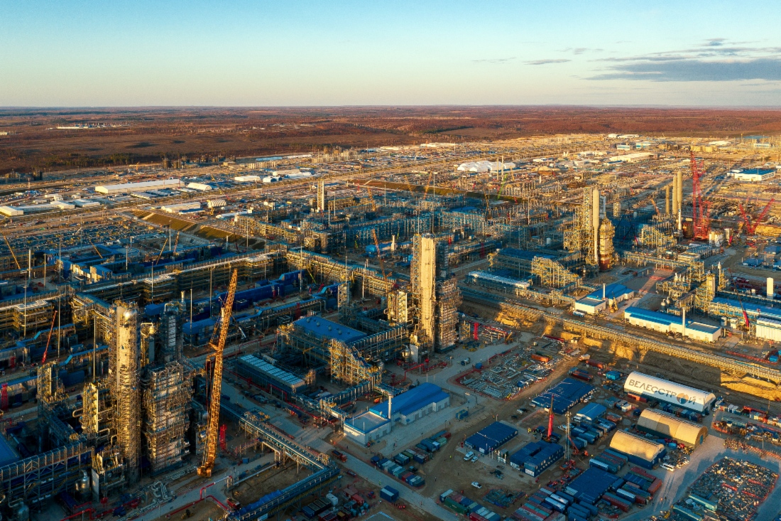 Baustelle des Gasverarbeitungswerkes Amur, 2020