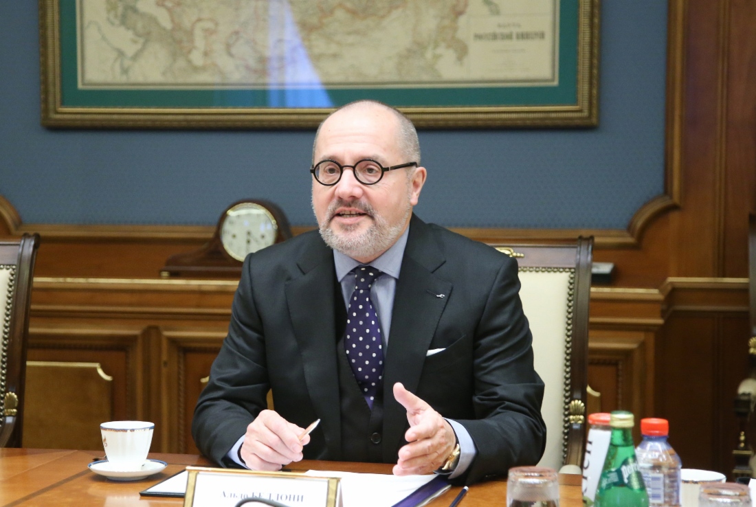 Aldo Belloni, CEO der Linde AG, während des Arbeitstreffens mit Alexey Miller