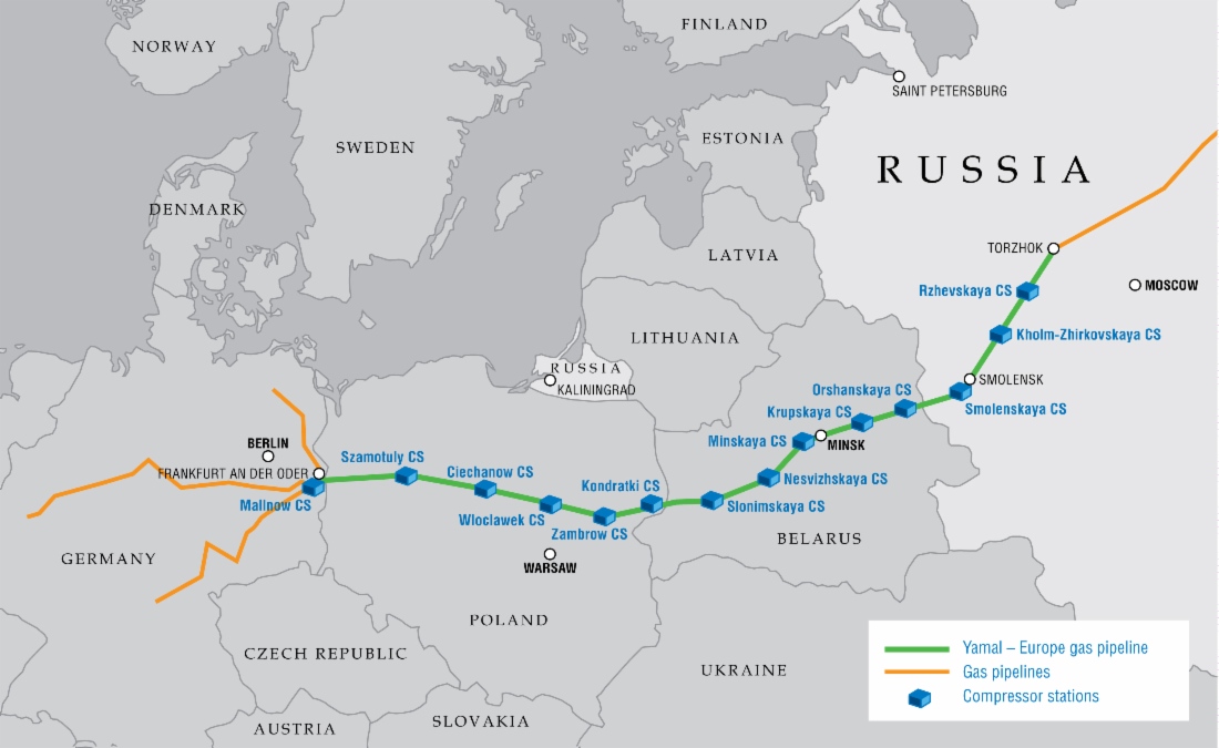 Route der Gaspipeline Jamal – Europa