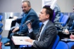Während der Pressekonferenz zur Finanz- und Wirtschaftspolitik der OAO Gazprom