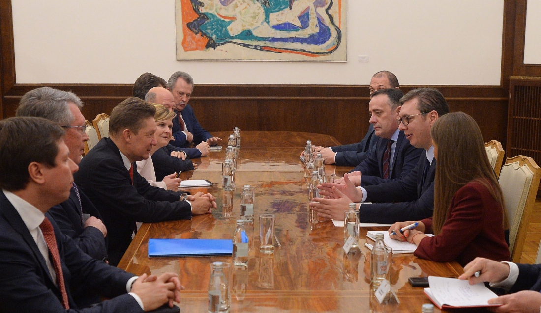 Treffen zwischen Alexey Miller und dem Präsidenten der Republik Serbien, Aleksandar Vucic, in Belgrad. Foto: predsednik.rs
