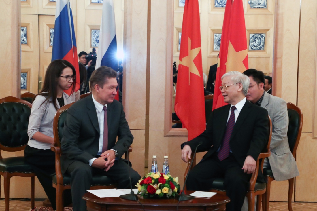 Arbeitstreffen zwischen Alexey Miller und dem Generalsekretär des Zentralkomitees der Kommunistischen Partei der Sozialistischen Republik Vietnam, Nguyen Phu Trong