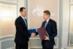 Alexey Miller und Sanzhar Zharkeshov,
Vorstandsvorsitzender des
Staatskonzerns QazaqGaz