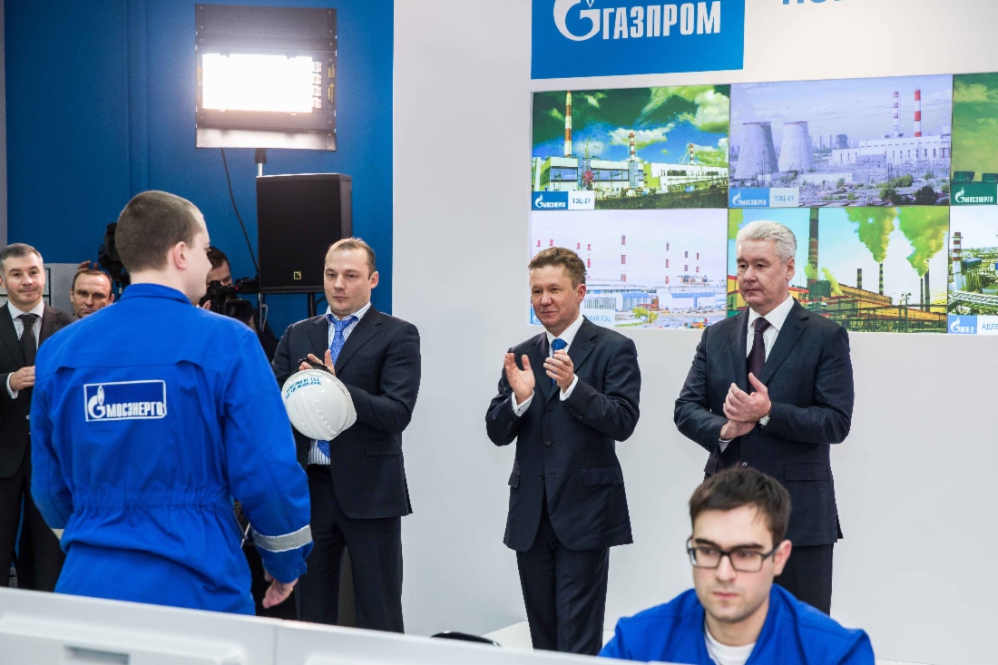 Denis Fyodorov, Alexey Miller und Sergey Sobyanin beteiligten sich an den Festveranstaltungen anlässlich der Inbetriebnahme des neuen Gas-und-Dampf-Energieblocks mit einer Leistung von 420 MW im Heizkraftwerk-16 der ОАО Mosenergo