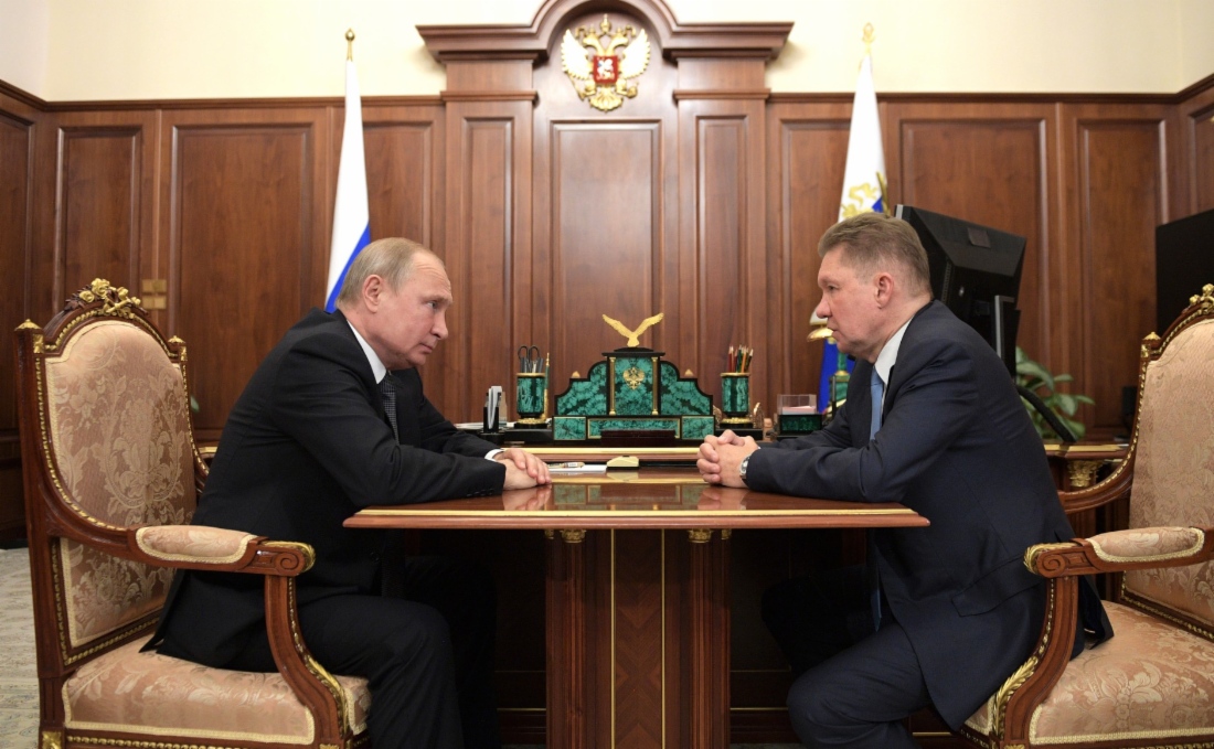 Arbeitstreffen zwischen dem Präsidenten der Russischen Föderation, Vladimir Putin, und Alexey Miller