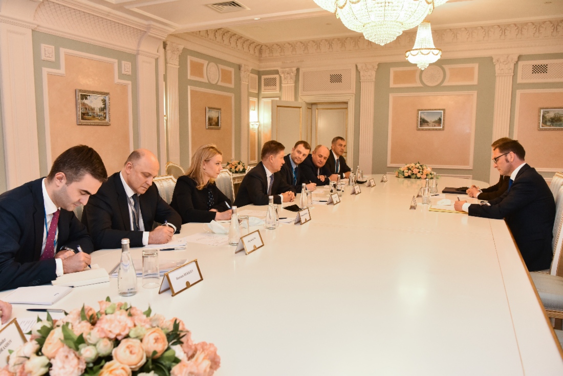 Arbeitstreffen zwischen Alexey Miller und dem Vorstandsvorsitzenden der Wintershall Dea GmbH, Mario Mehren, im Rahmen des Petersburger Internationalen Wirtschaftsforums 2021