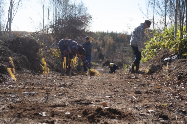 Teilnehmer der Aktion „Wald bewahren“