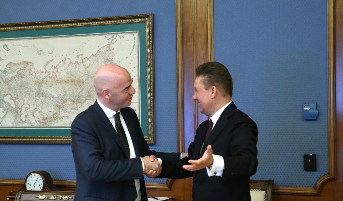Gazprom und FIFA besprachen Zusammenarbeit bei der Vorbereitung auf den FIFA Confederations Cup 2017 und die FIFA Fußball-Weltmeisterschaft 2018