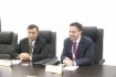 Im Rahmen des V. Petersburger Internationalen Gasforums fand ein Arbeitstreffen zwischen dem Präsidenten von International Gas Union David Carroll (rechts) und Alexey Miller statt