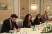 Arbeitstreffen zwischen Alexey Miller und der außerordentlichen und bevollmächtigten Botschafterin Frankreichs in der Russischen Föderation, Sylvie Bermann (Zweite von links), in Sankt Petersburg im Rahmen des V. Internationalen Arktis-Forums „Arktis – Raum für Dialog“
