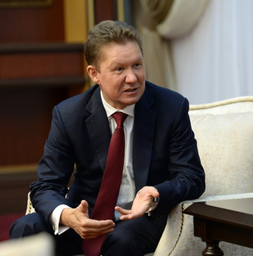Arbeitstreffen zwischen Alexey Miller und dem Präsidenten der Kirgisischen Republik, Sooronbay Jeenbekov, in Bischkek
