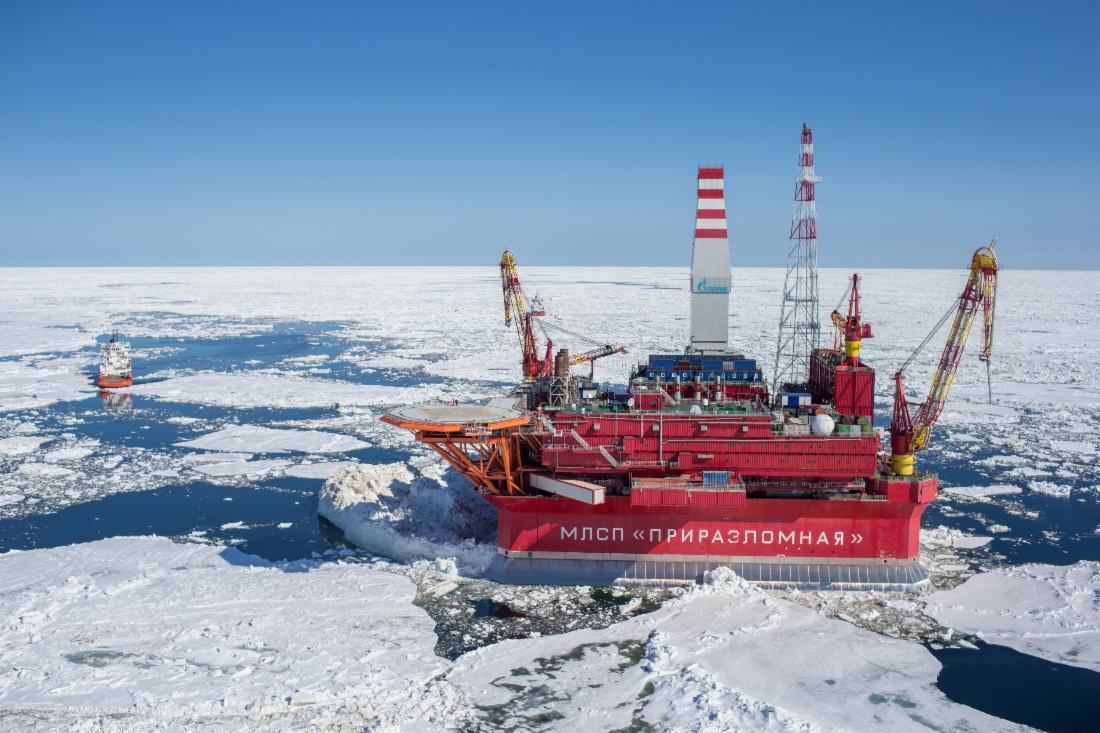 Eisfeste stationäre Offshore-Bohrplattform Priraslomnaja