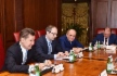 Alexey Miller (links) während des Arbeitstreffens mit dem Vorstandsvorsitzenden der Wintershall Holding GmbH, Mario Mehren