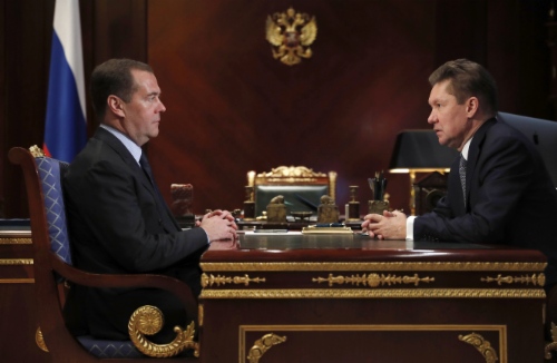 Arbeitstreffen zwischen dem Ministerpräsidenten der Russischen Föderation, Dmitry Medvedev, und Alexey Miller fand statt