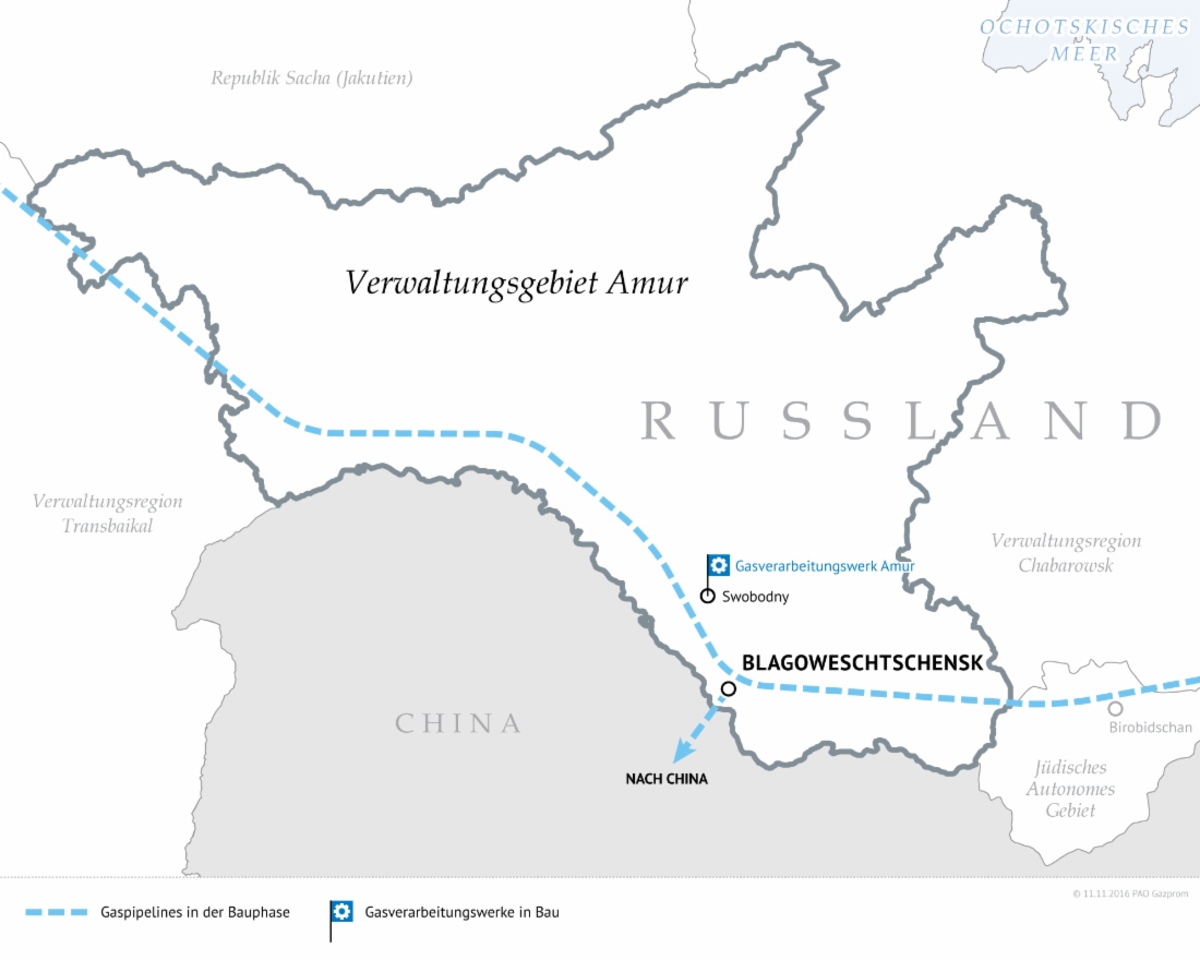 Gazprom und Verwaltungsgebiet Amur besprachen den Bau der Power of Siberia und des Gasverarbeitungswerkes Amur
