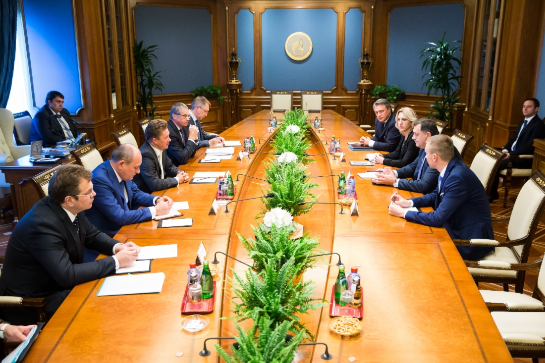 Im Hauptquartier der ОАО Gazprom fand ein Arbeitstreffen zwischen Alexey Miller und Milorad Dodik statt