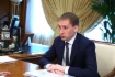 Alexander Kozlov, Gouverneur des Verwaltungsgebiets Amur, während des Treffens mit Alexey Miller
