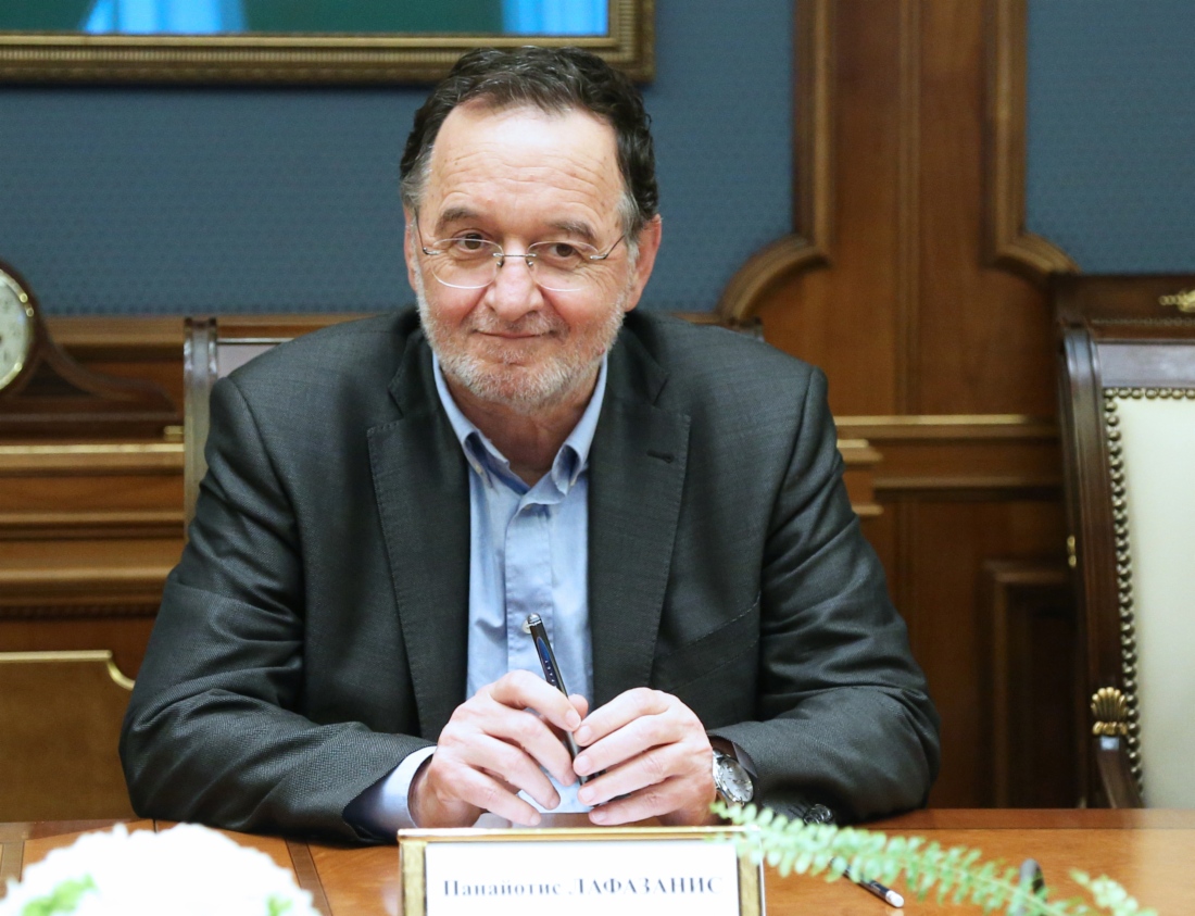 Panagiotis Lafazanis während des Treffens mit Alexey Miller