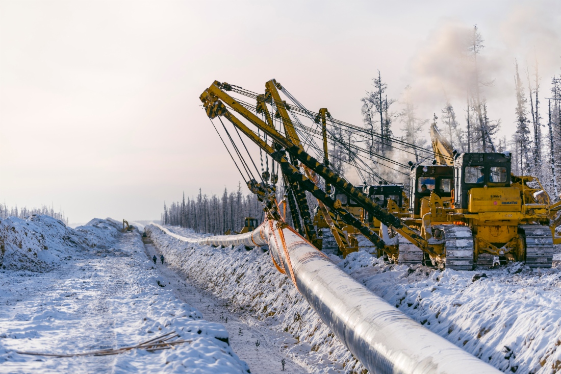 Bau der Gaspipeline Power of Siberia