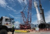 Montage der Kolonne für Entmethanisierung (Demethanizer) der dritten technologischen Linie des Gasverarbeitungswerkes Amur